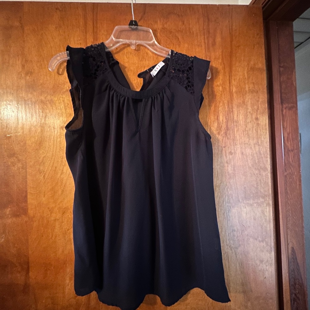 navy blue, lace sleeve blouse